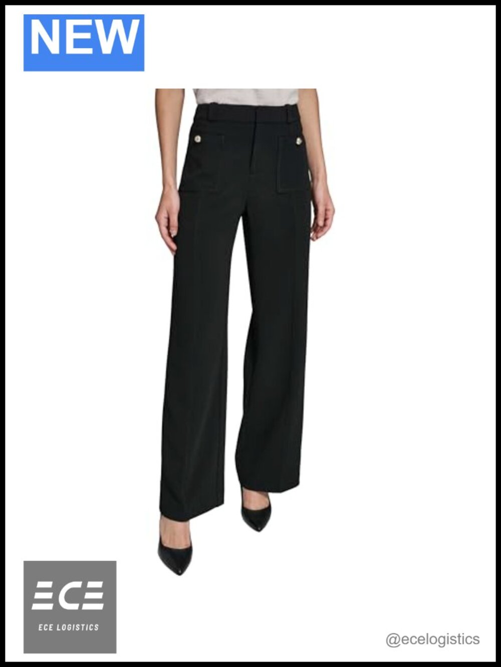 Karl Lagerfeld Straight Leg Textured Crepe Front Pocket Pants